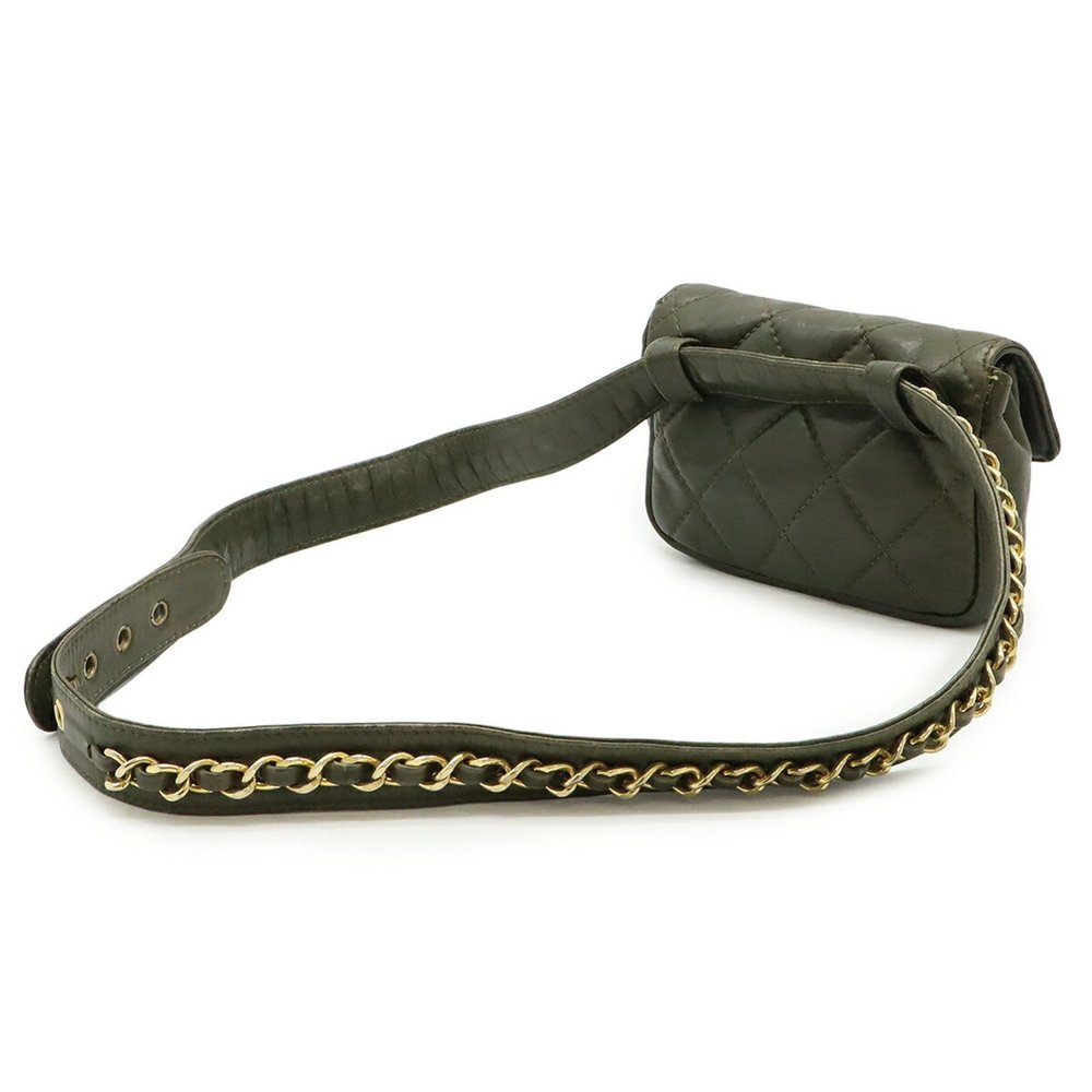 CHANEL Matelasse Coco Mark Belt Bag, Body Waist Pouch, Leather, Khaki Green - Picture 3 of 10